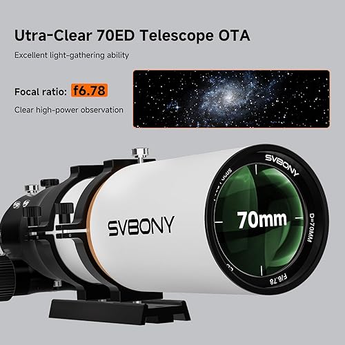 Miniatura 12 de SVBONY Telescopio refractor SV503, refractor acromático de dispersión extra baja F7 de 3.150 in OTA, enfoque de doble velocidad, telescopio
