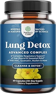 Lung Detox Mullein Leaf Capsules - Purifying Mullein Lung Cleanse Complex with NAC Quercetin & Cordyceps Extracts - Leaf Herb Respiratory Supplement for Sinus Immunity & Breathing Support 60ct