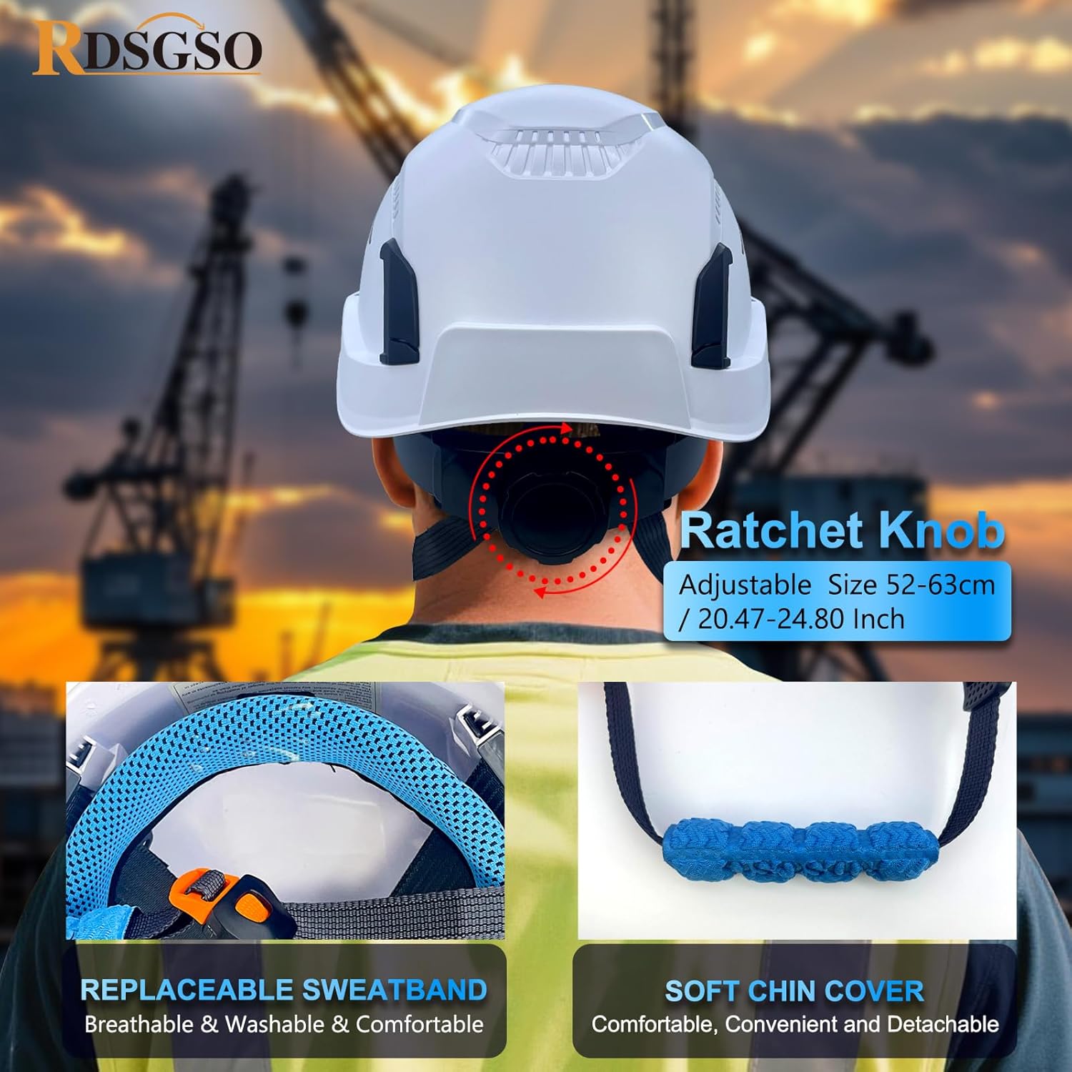 Safety Helmet Construction Work Head Protection Hard Hats Lightweight 6-Point Suspension ANSI Type 1 Approved