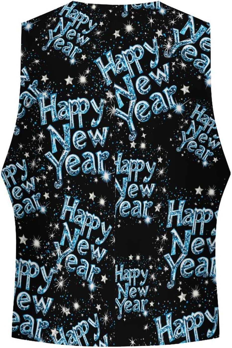 Happy New Year Shiny Blue Snowflakes Suit Vest for Men Casual Business Tuxedo Slim Fit Suit Vests Lightweight Waistcoat