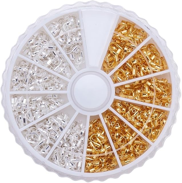 PandaHall Elite 540 pcs Brass Wire Guardian Wire Protector for Jewellery Making, 5x4x1mm, Golden&Silver