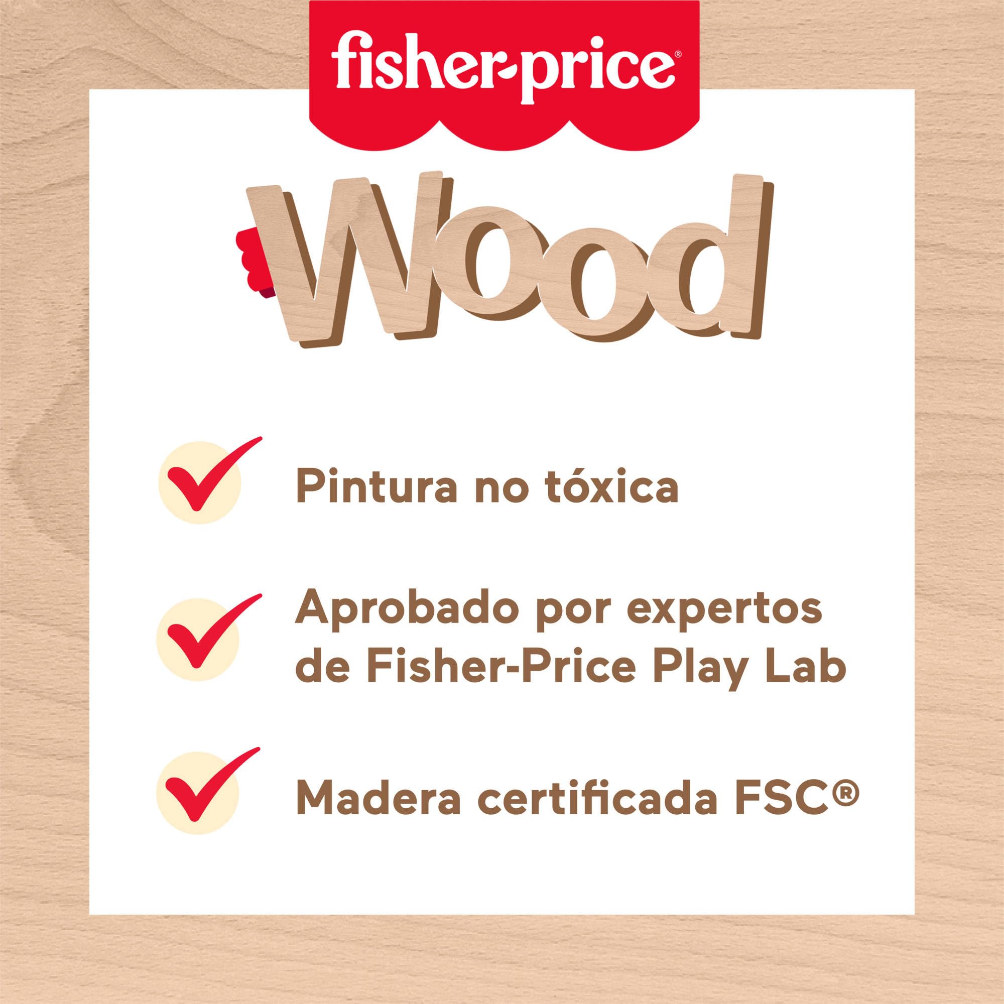 Fisher-Price Mesa de madera con 3 instrumentos de percusión, incluye xilófono, platino y güiro, fabricado en material certificado FSC, +2 años (HXT91)