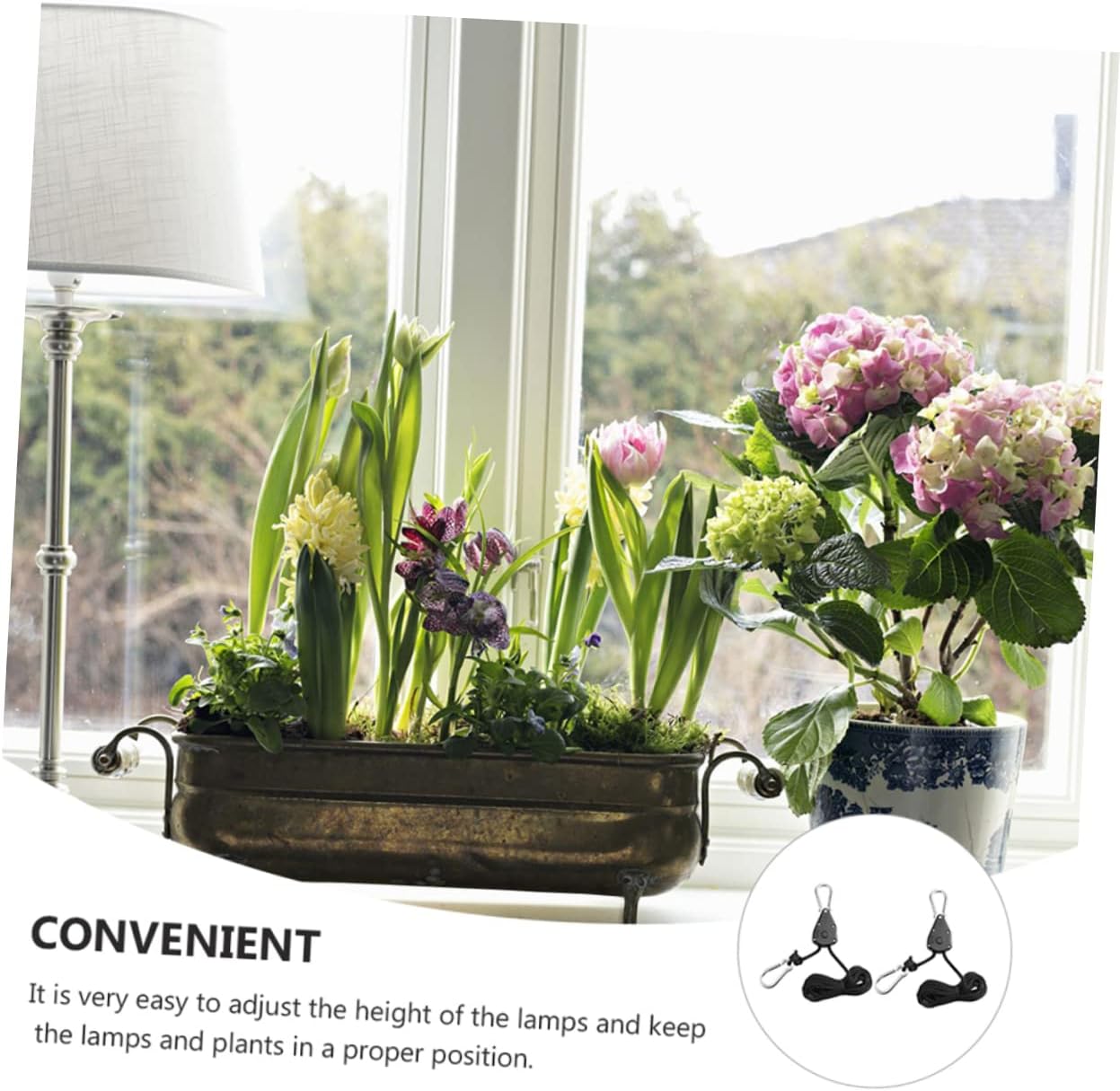 6Pcs Adjustable Grow Light Hangers Durable Lifting Hook Ropes for Indoor Plant Growth Quality and Garden Accessories Height Adjustable for Optimal Light