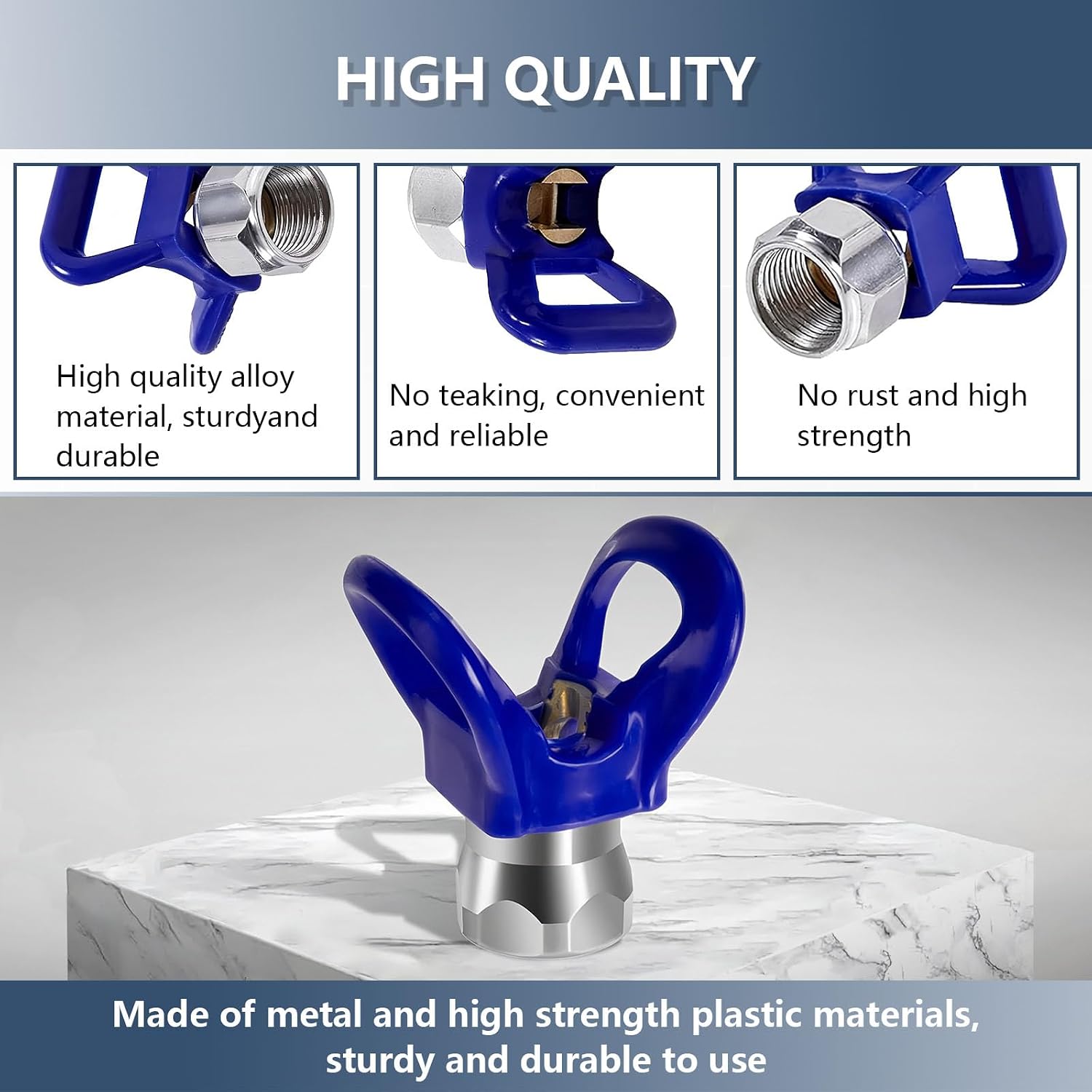 246215 7/8" Thread Tip Guard Reversible Spray Tip Nozzles for Graco | 7/8" Thread RAC Tip Guard Blue X Reversible Spray Tip Nozzles Hand-Tight For Graco Spray Guns 246-215 (4-Pack)