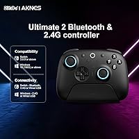 Vista 2 de 8BitDo Ultimate 2 - Controlador Bluetooth para Switch, Switch 2, PC y Windows, Controlador Switch Pro con joysticks TMR, gatillos táctiles/Hall