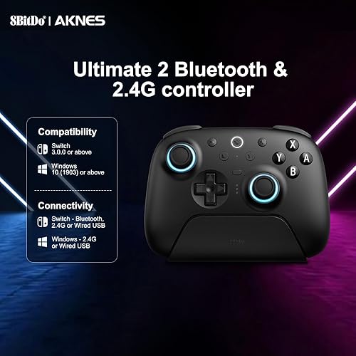 Miniatura 2 de 8BitDo Ultimate 2 - Controlador Bluetooth para Switch, Switch 2, PC y Windows, Controlador Switch Pro con joysticks TMR, gatillos táctiles/Hall