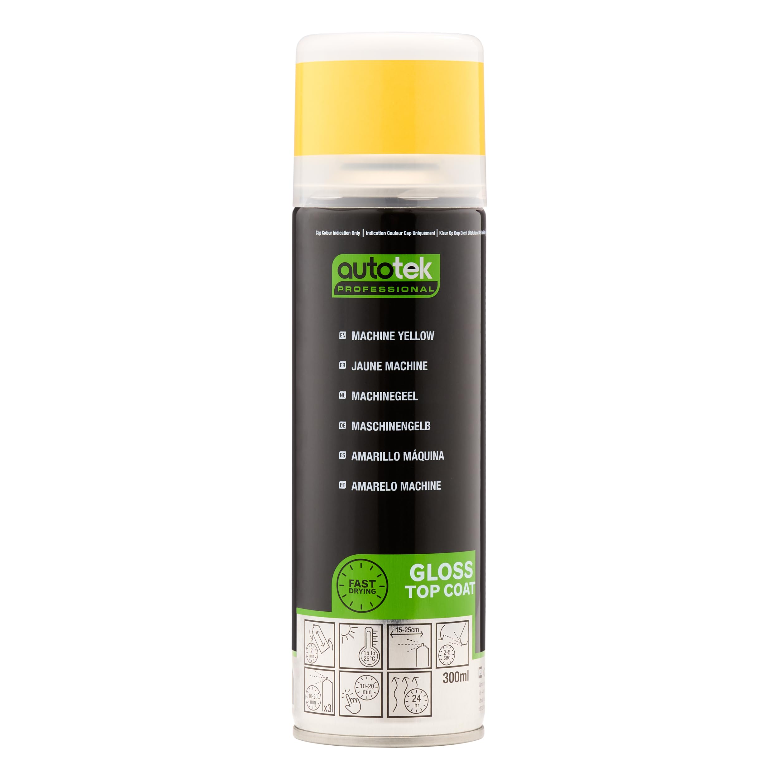 Autotek Professional Machine Yellow Spray Paint, Aerosol Spray, 300 ml