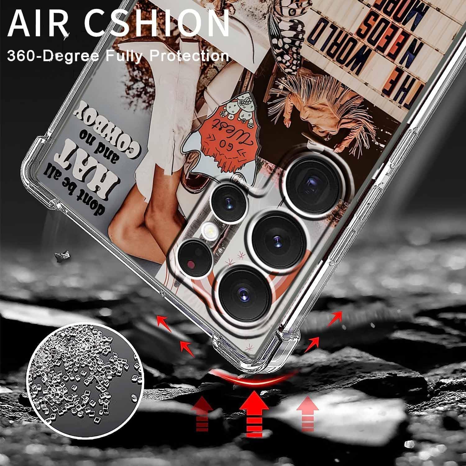 West Cowboy Case for Samsung Galaxy S25 Ultra,Western Country Art Collage,Trendy Soft TPU Protective Case Compatible for Galaxy S25 Ultra - Image 3