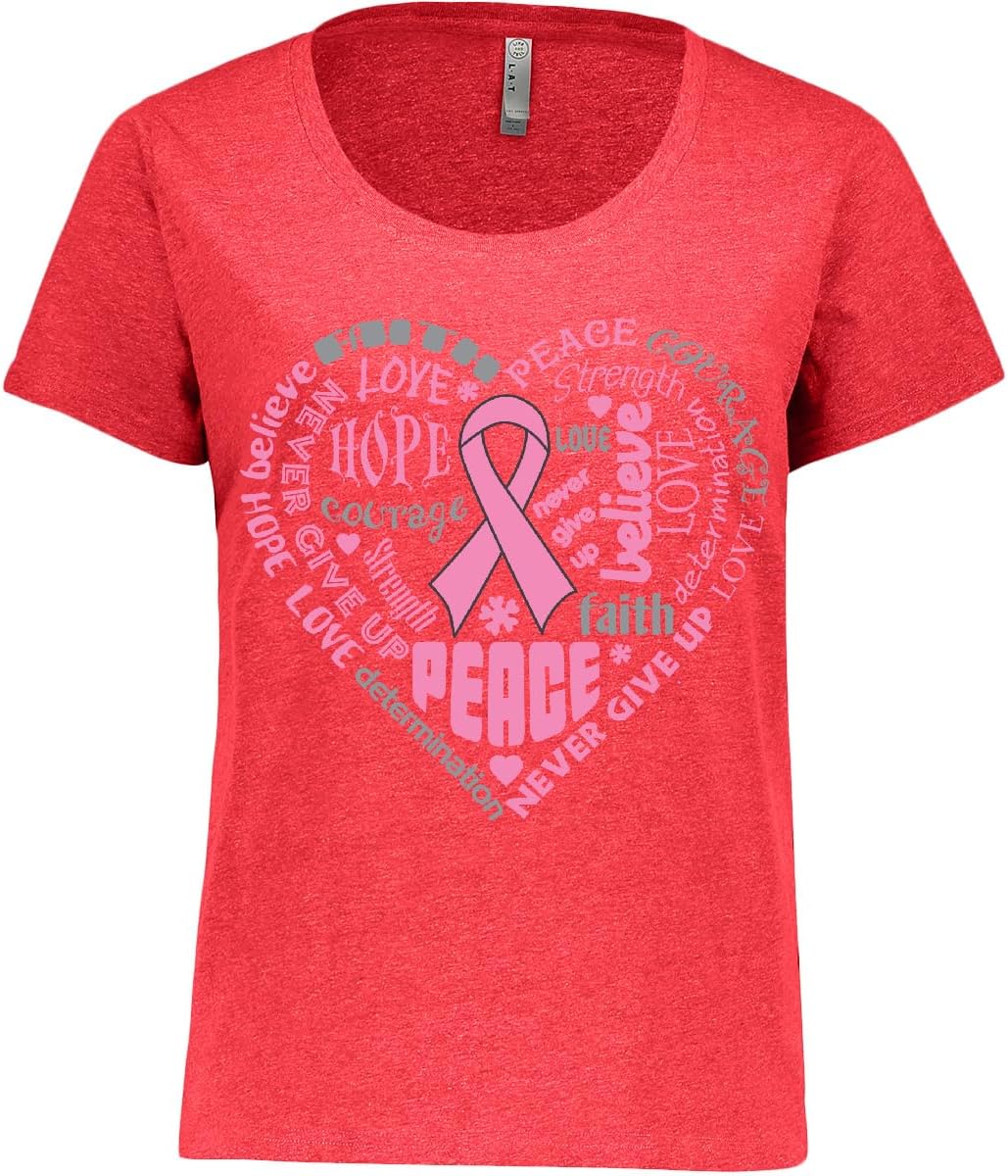 inktastic Breast Cancer Awareness Heart Words Women's Plus Size T-Shirt