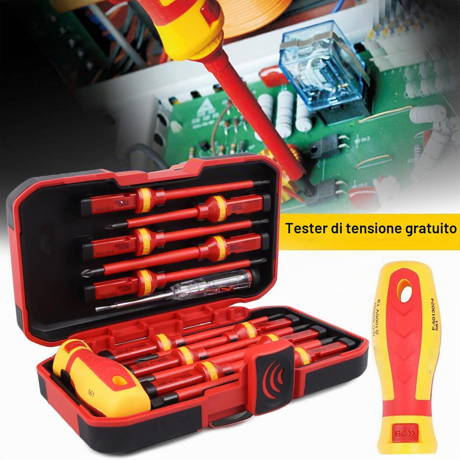 Topyond Set di Cacciaviti Isolati, Utensili E Accessori per Elettricisti, Set di Cacciaviti Incrociati a Taglio per La Riparazione