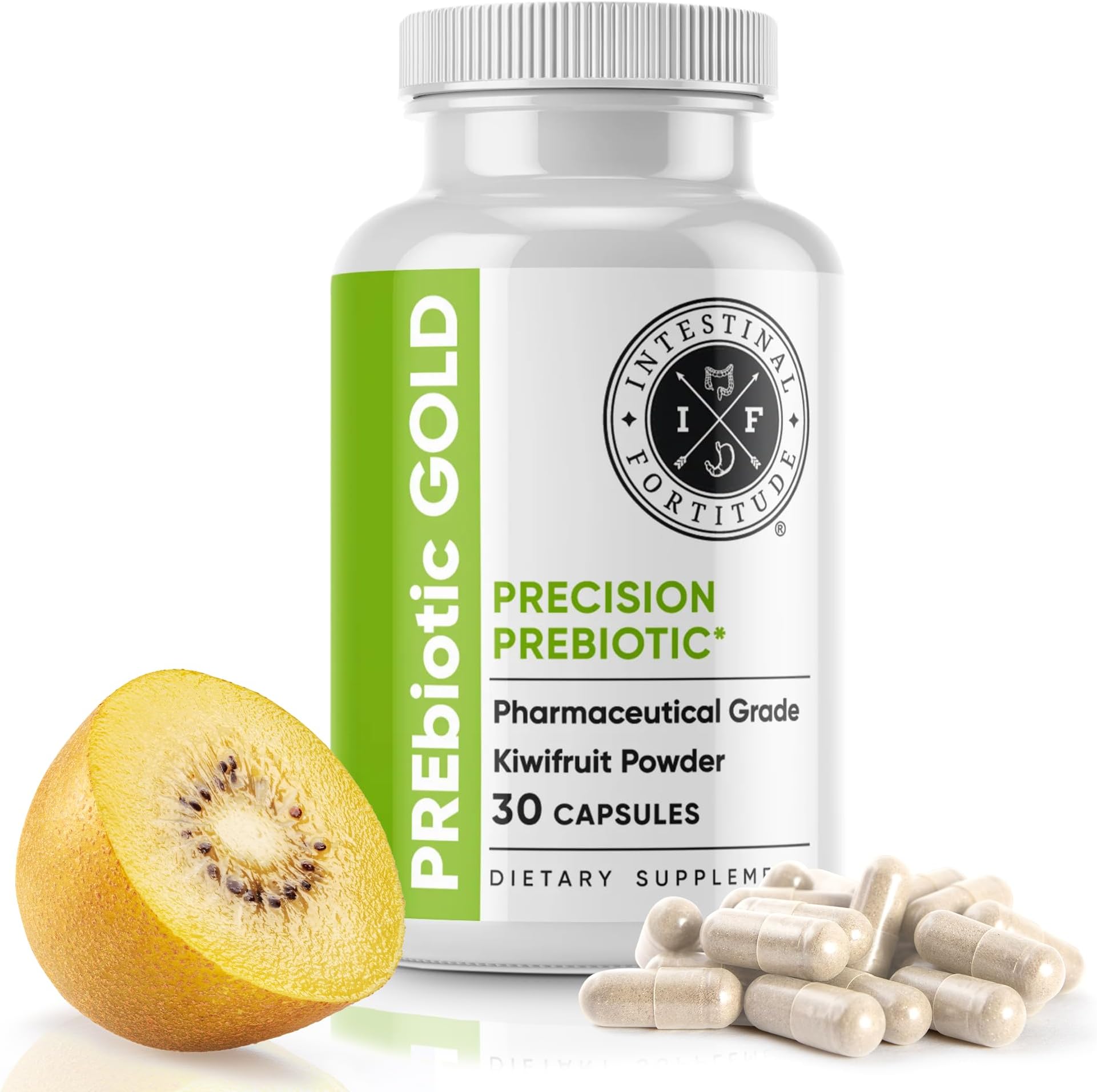 PREbiotic Gold: Kiwifruit Fiber, Butyrate & Prebiotic Restore Supplement to Support the Gut, Immune & Digestive Support, Anti-Bloating & Leaky Gut Repair, Dairy-Free Capsules
