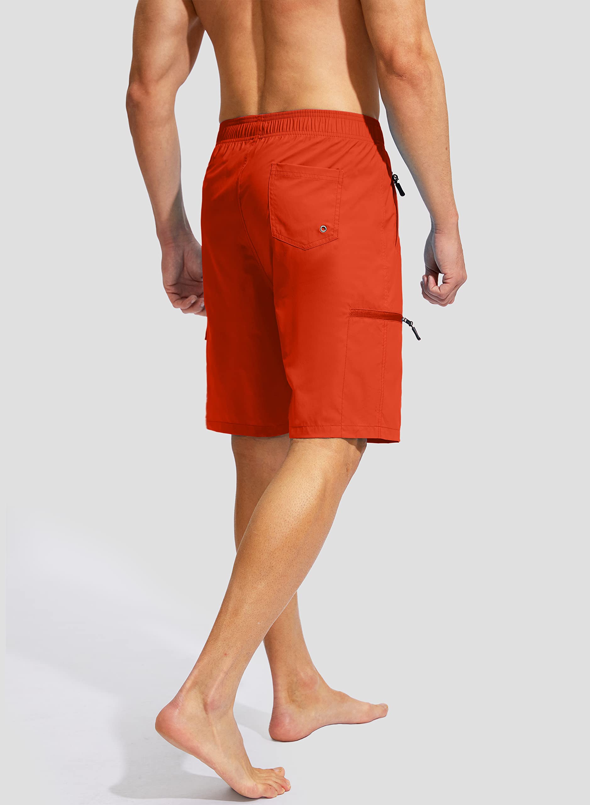 Kayrth Costume da bagno da uomo Quick Dry Board Shorts con 5 tasche Costumi da bagno da uomo - No Mesh Liner, Arancione, rosso, XXX-Large