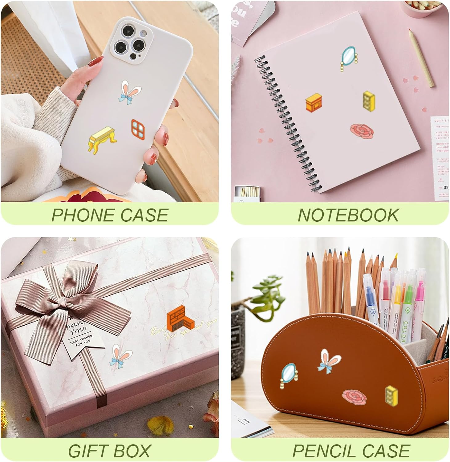4 Sheets 3D Sticker Scene, Easter Gifts Mini Village Scene Stickers DIY, Waterproof Sticker Scene with Tweezers for Adults and Teens-Easter Mini Village