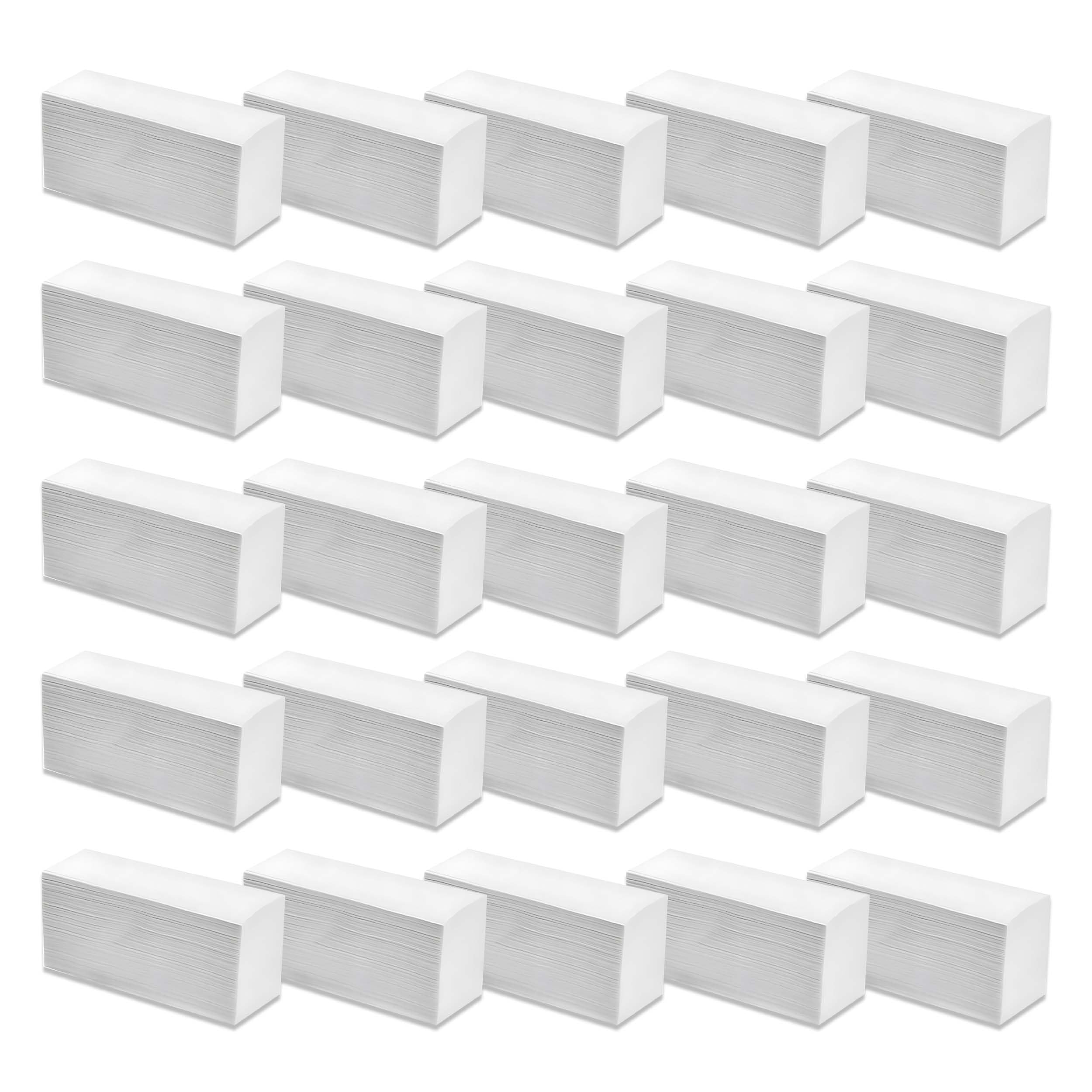 MAQA Toallas de Papel Desechables 3750 Toallas de Papel plegadas en Z de celulosa Pura, 2 Capas (25 Juegos de 150) | Biodegradables y Resistentes | Toallas de Papel Blancas para dispensadores
