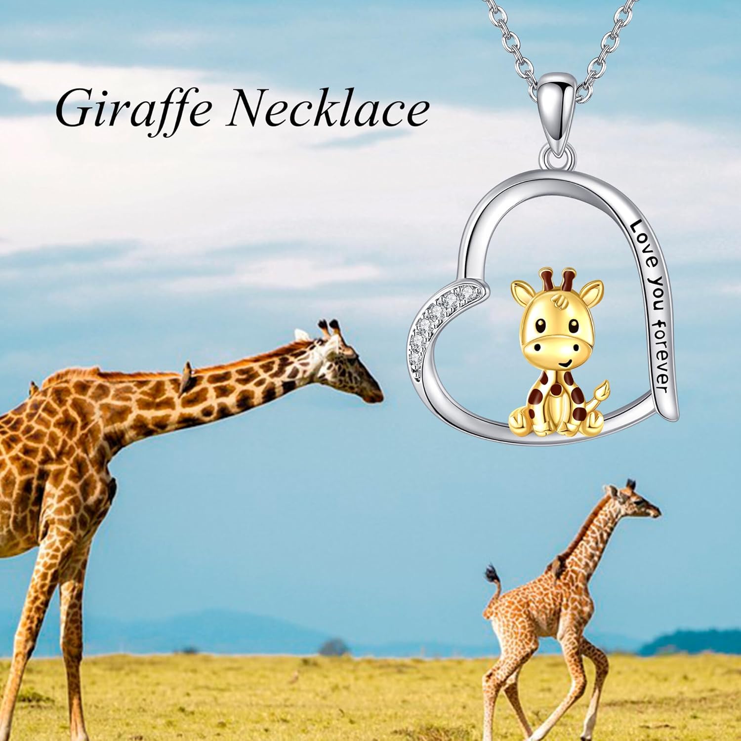 Animal Necklace 925 Sterling Silver Panda/Horse/Squirrel/Giraffe Heart Pendant Necklace Animal Jewelry Gift for Women - Image 5