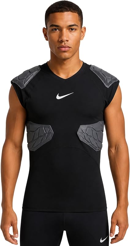 Pro Hyperstrong 4-Pad Football Shirt – Padded Compression Top with Integrated Shoulder and Rib Protection