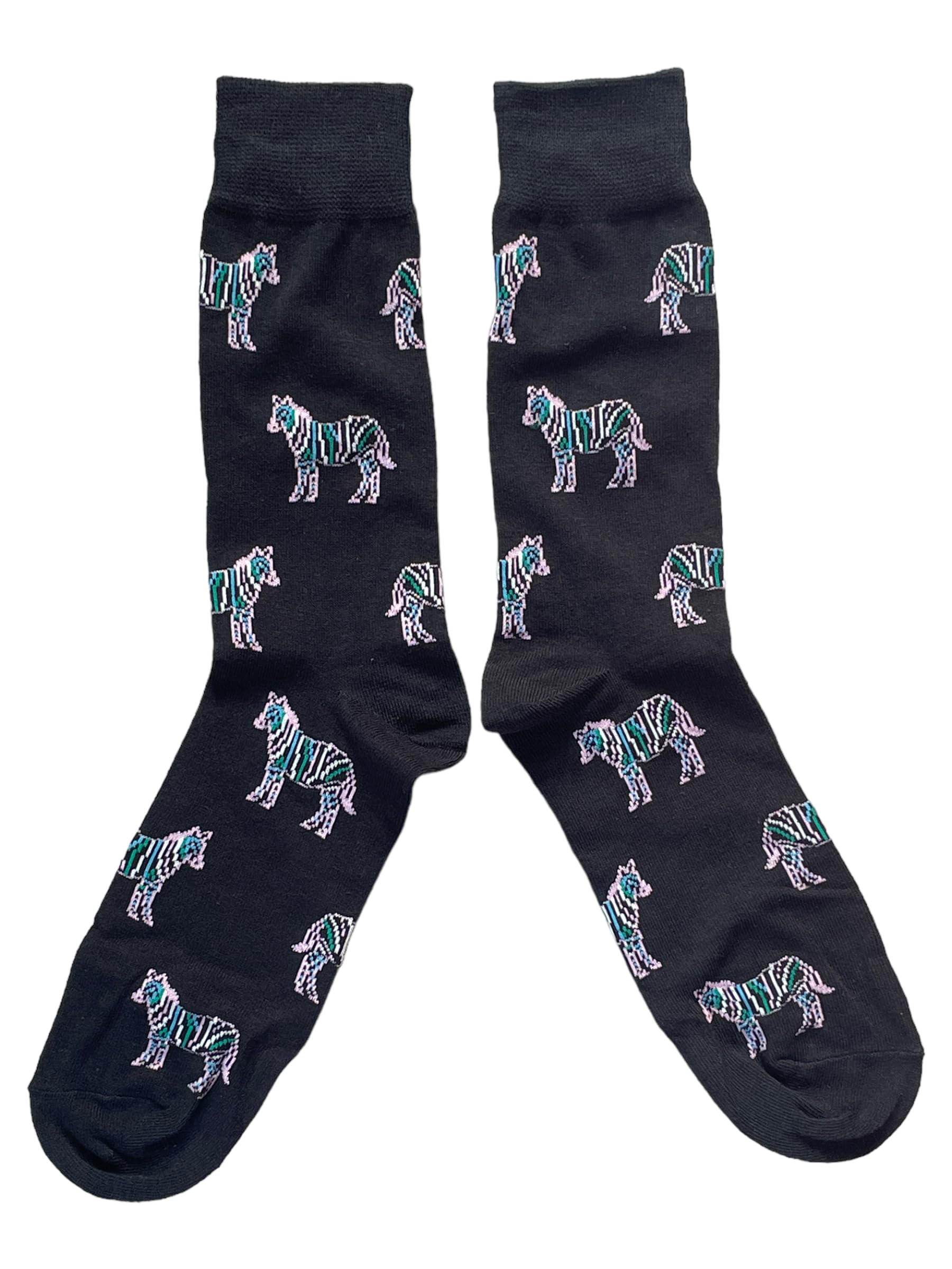 Sock Shack Men's Black Cohort Of Colour Striped Zebras Socks 6-10 Uk / 39-44 Eur / 7-11 Us