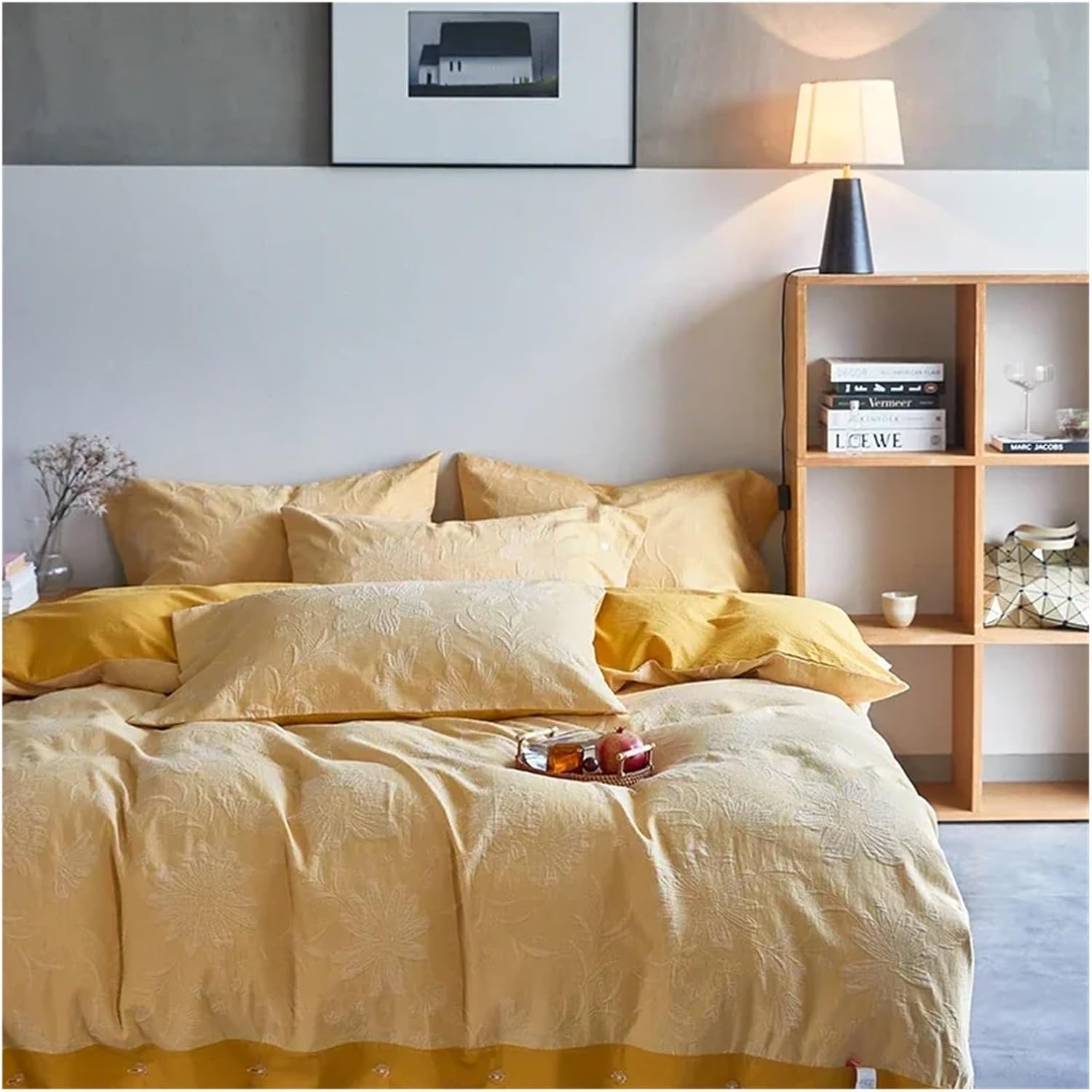 Retro Style | Double Layer Gauze Four Piece Set of Cotton Bed Sheets, Quilt Covers, Buttons, Light Luxury Bedding,Bed