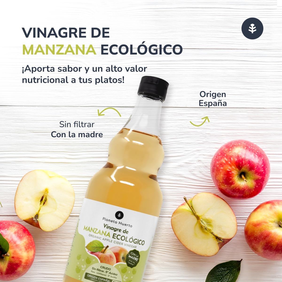 Vinagre de manzana ECO crudo sin filtrar con la madre 1L