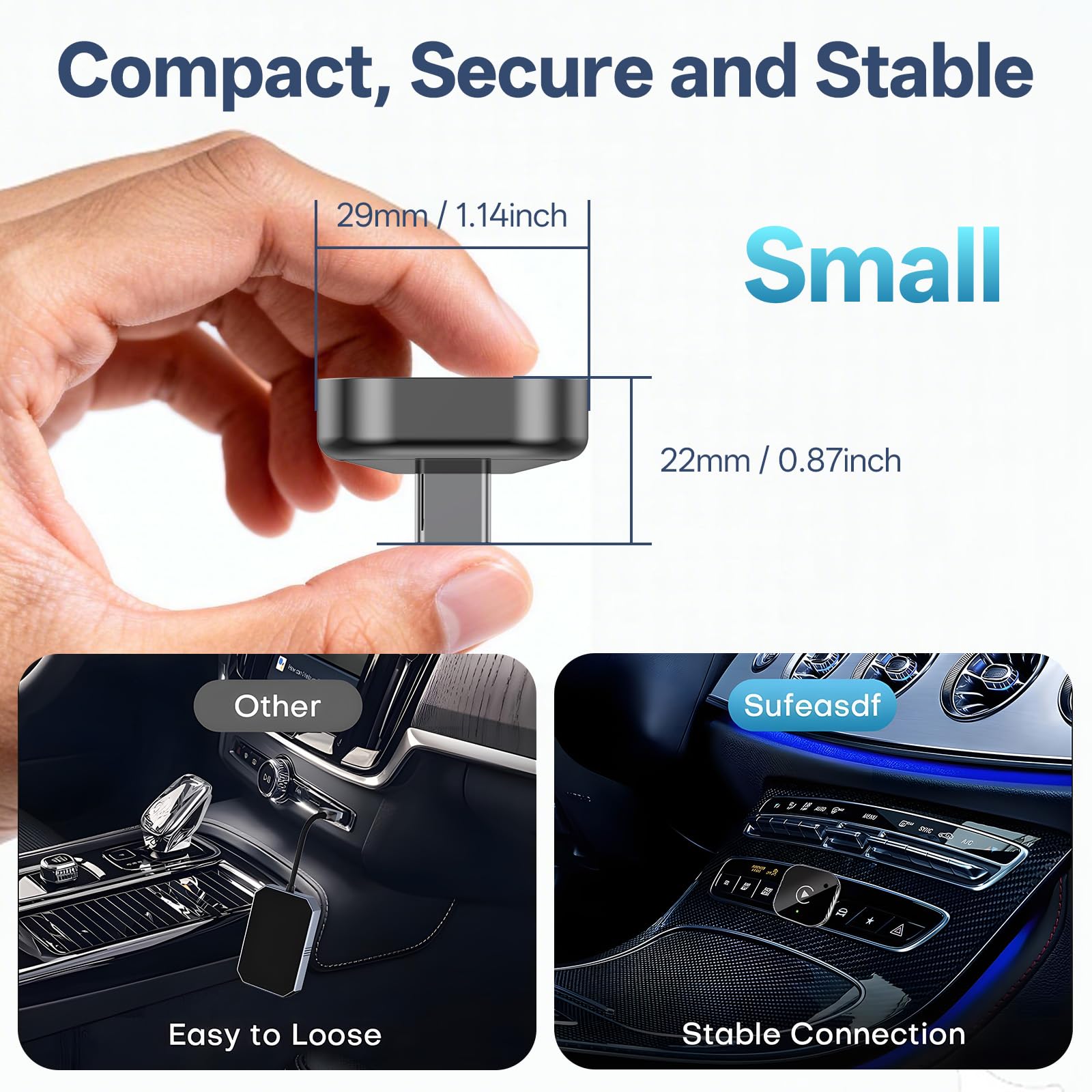 USB‑C Wireless-CarPlay- und Android-Auto-Adapter, Kabelgebunden-zu-Kabellos-Dongle | Plug & Play, kompatibel mit IOS und Android-Smartphones.