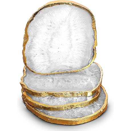 Stunning Agate Decor: Brazilian White Coasters for Refined Ambiance