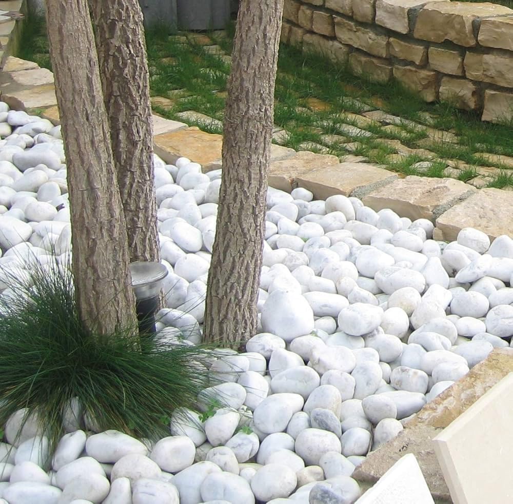 Ciottoli in marmo bianco carrara, sacca da 25kg, sassi con angoli arrotondati per decorazione ornamento giardino, pietre naturali per Vaso fiori, acquario Diametro 40 60 mm
