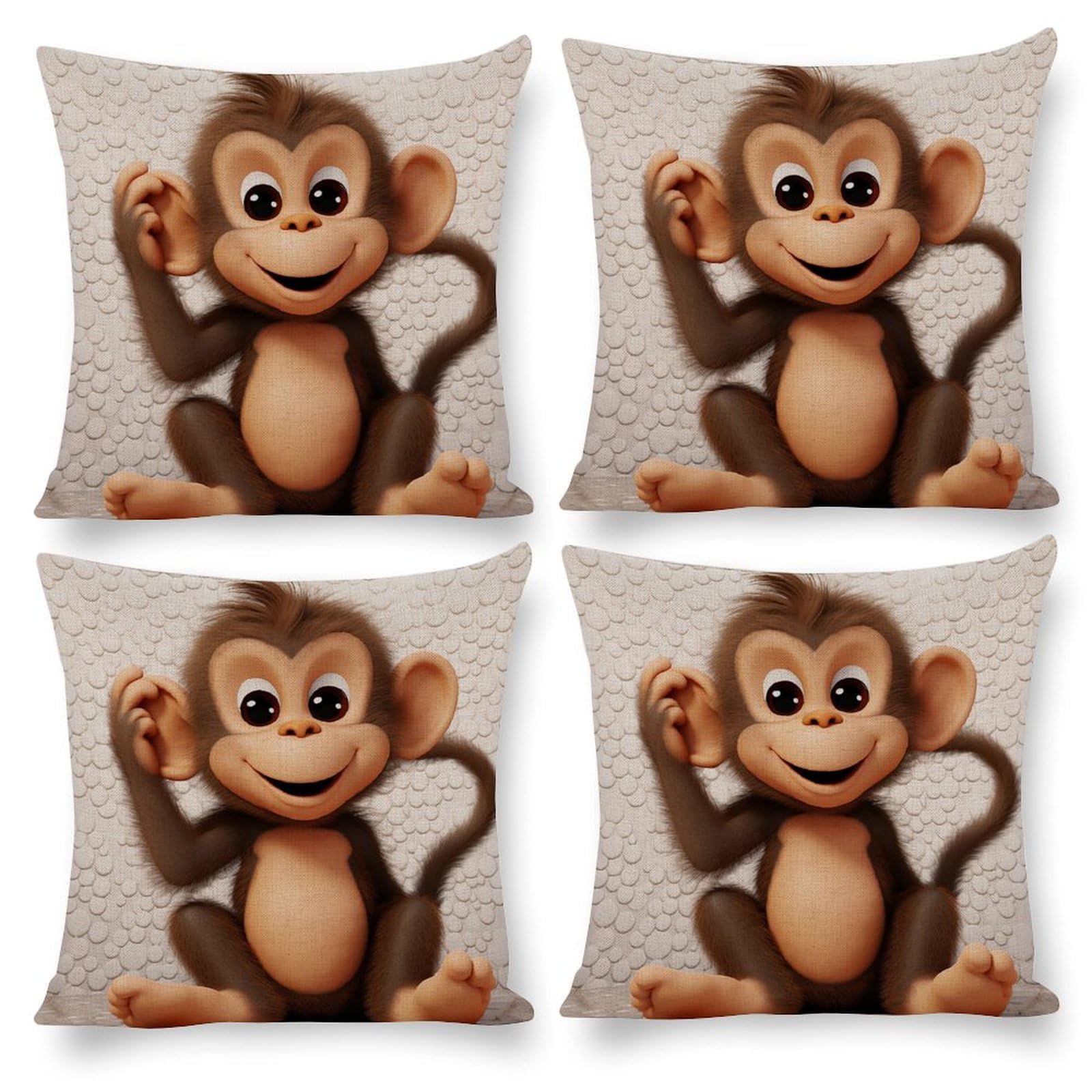 Housses de coussin avec fermeture éclair motif singe 40,6 cm de qualité
