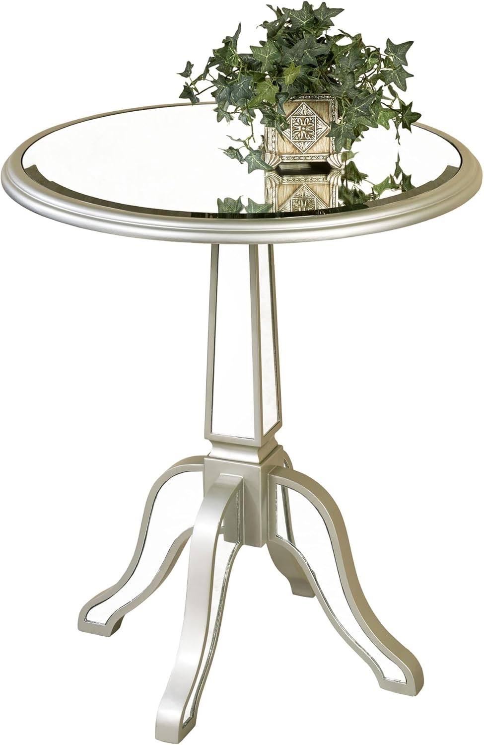 Touch of Class Bila Mirrored Pedestal Table Silver Gray