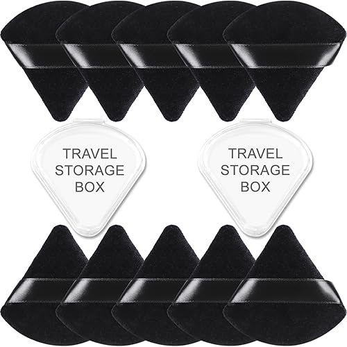 Yrarbil 3 Pieces Triangle Powder Puff, Soft Velour Face Makeup Puff for Loose Powder Body Powder Mineral Powder, Wet and Dry Cosmetic Foundation