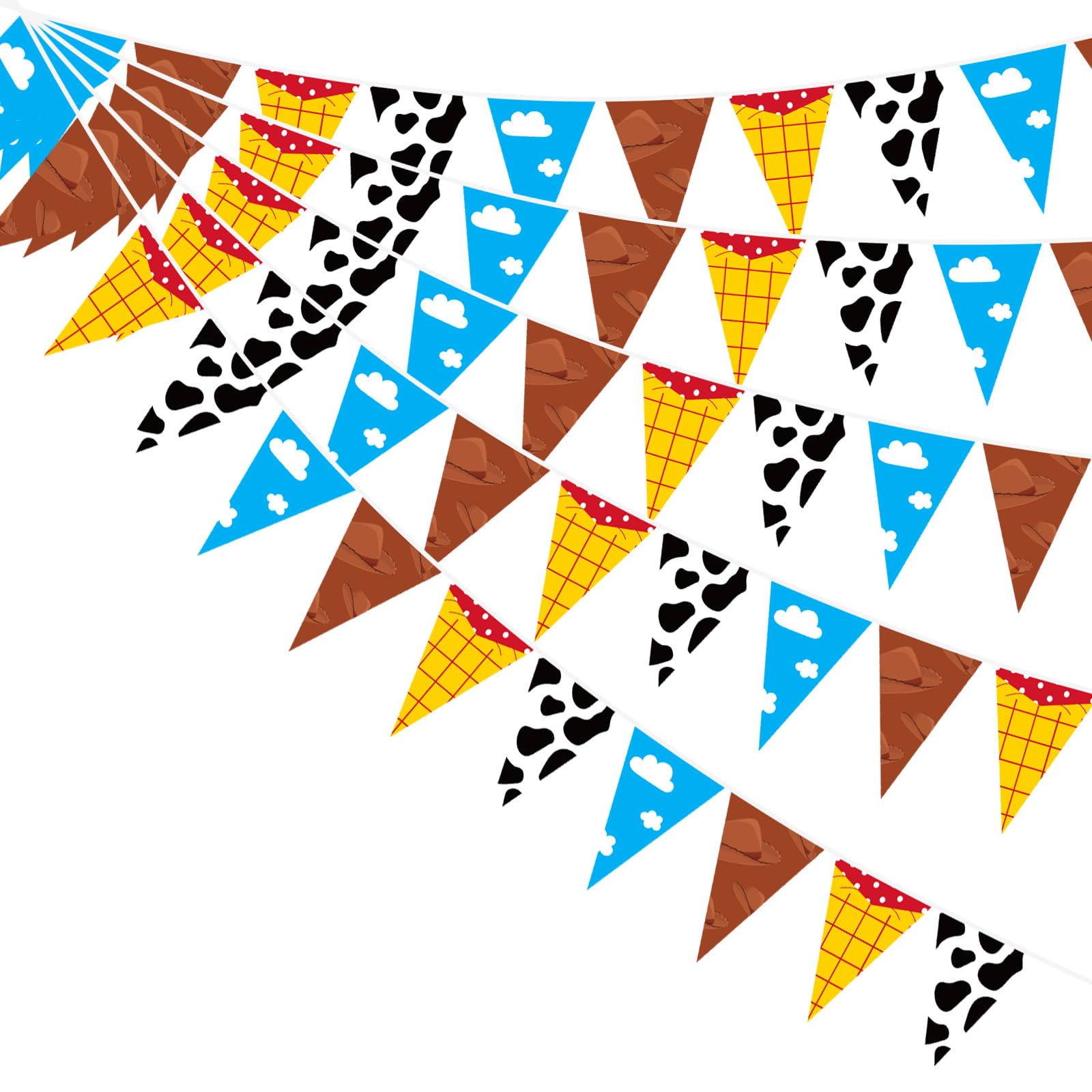 Pancartas de fiesta de dibujos animados y banderas triangulares de papel para niños