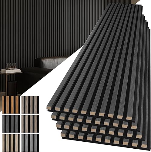 Miniatura 19 de Art3d Paquete de 2 paneles acústicos de madera de 108 x 12 pulgadas para pared, paneles de listones de madera insonorizados para pared y techo,