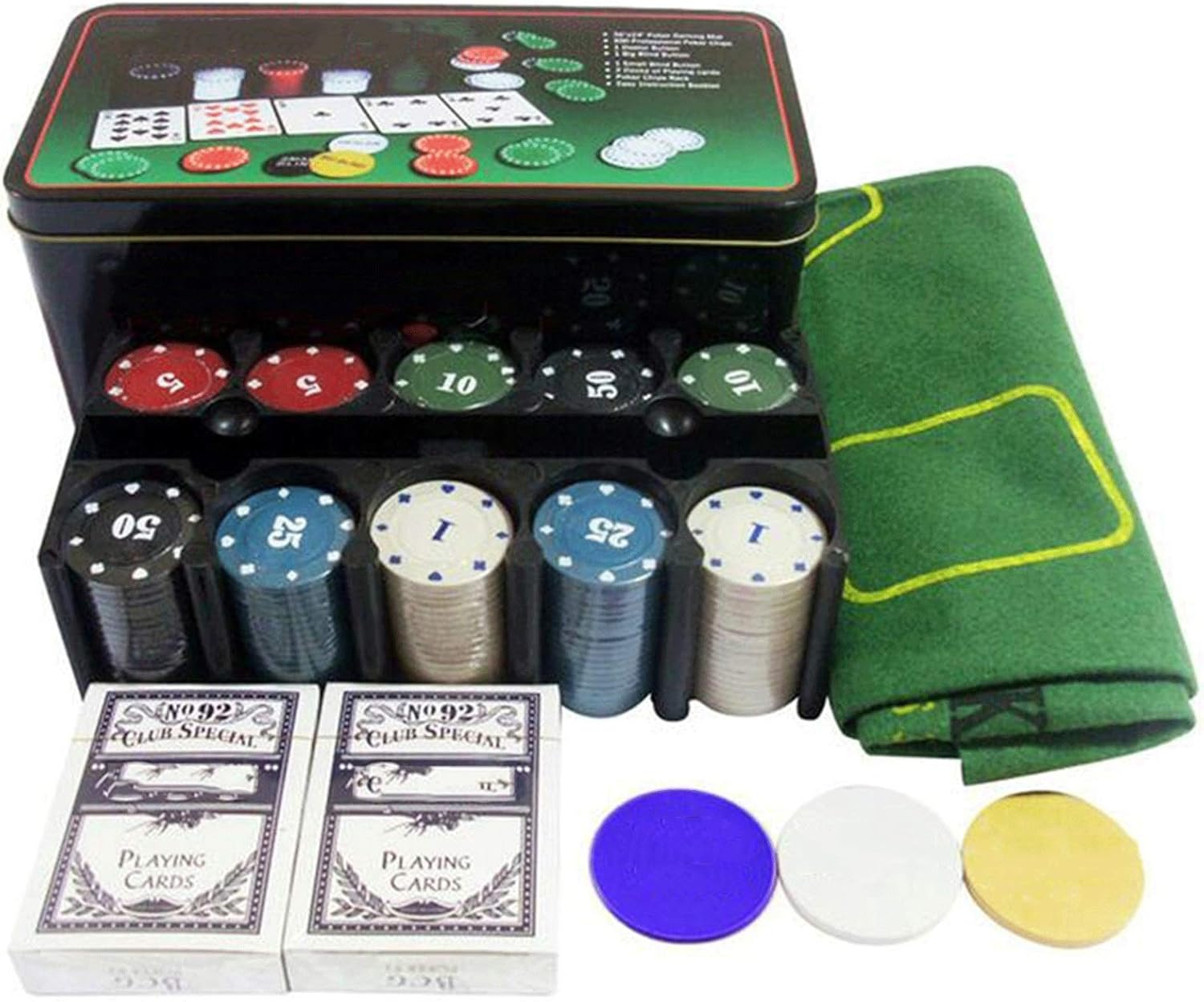 Amazon.co.jp 卓上フェルトのレイアウトマット ポータブルポーカーテーブルトップホットスーパーディール 200個のバカラチップ