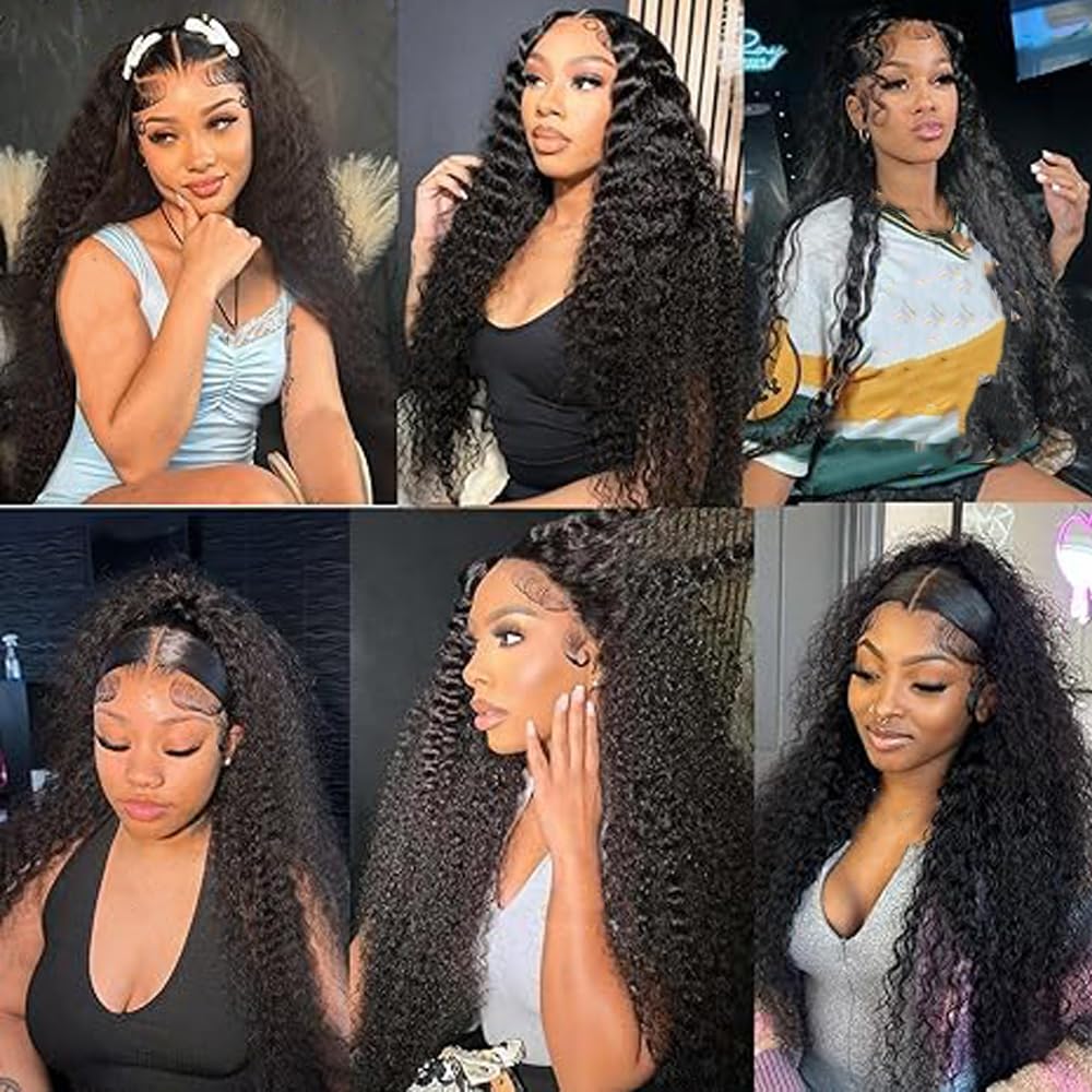 32 Inch Echthaar Perücke Damen Human Hair Wig Lace Front Wig 13X4 Transparent Lace Natural Black Curly Wave for Women Glueless Wear and Go Minimal Smell Low Shedding
