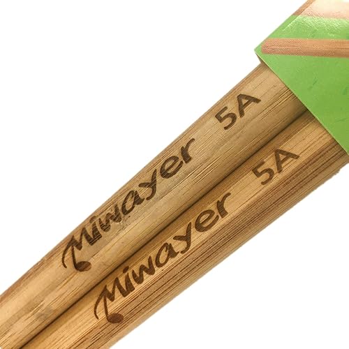 Miniatura 2 de Miwayer Baquetas de bambú 7A de 6 pulgadas ligeras y duraderas con puntas en forma de lágrima, accesorios de percusión para instrumentos musicales