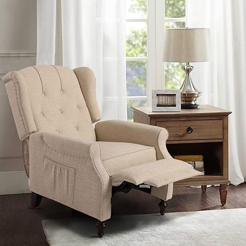 Miniatura 26 de Wingback - Silla reclinable con respaldo a presión y calor y masaje, sofá individual copetudo para el hogar, sala de estar, oficina, dormitorio