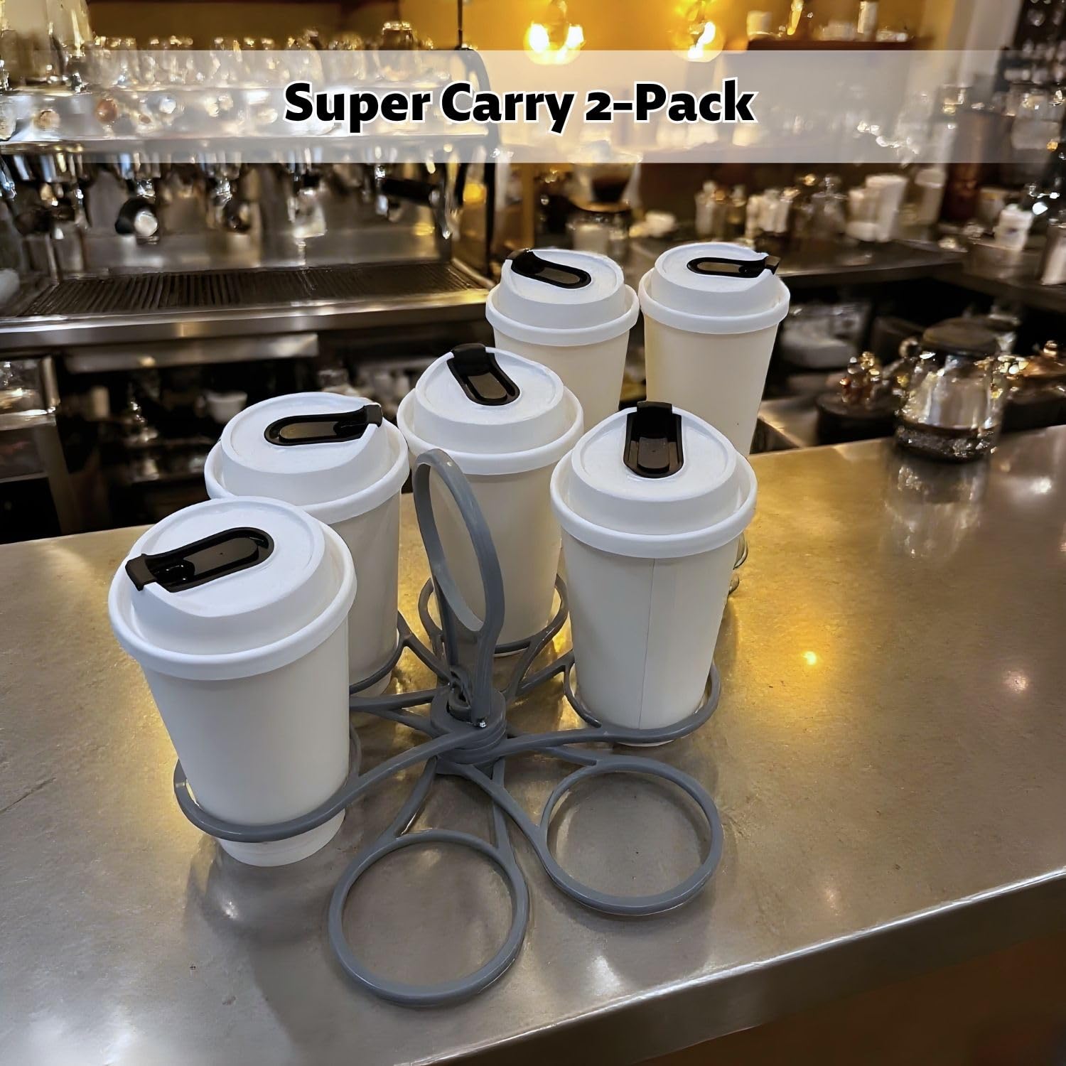 Super Carry Lot de 2 porte-gobelets pliables, pour 6 gobelets, pour café, boissons et bière, robustes et réutilisables