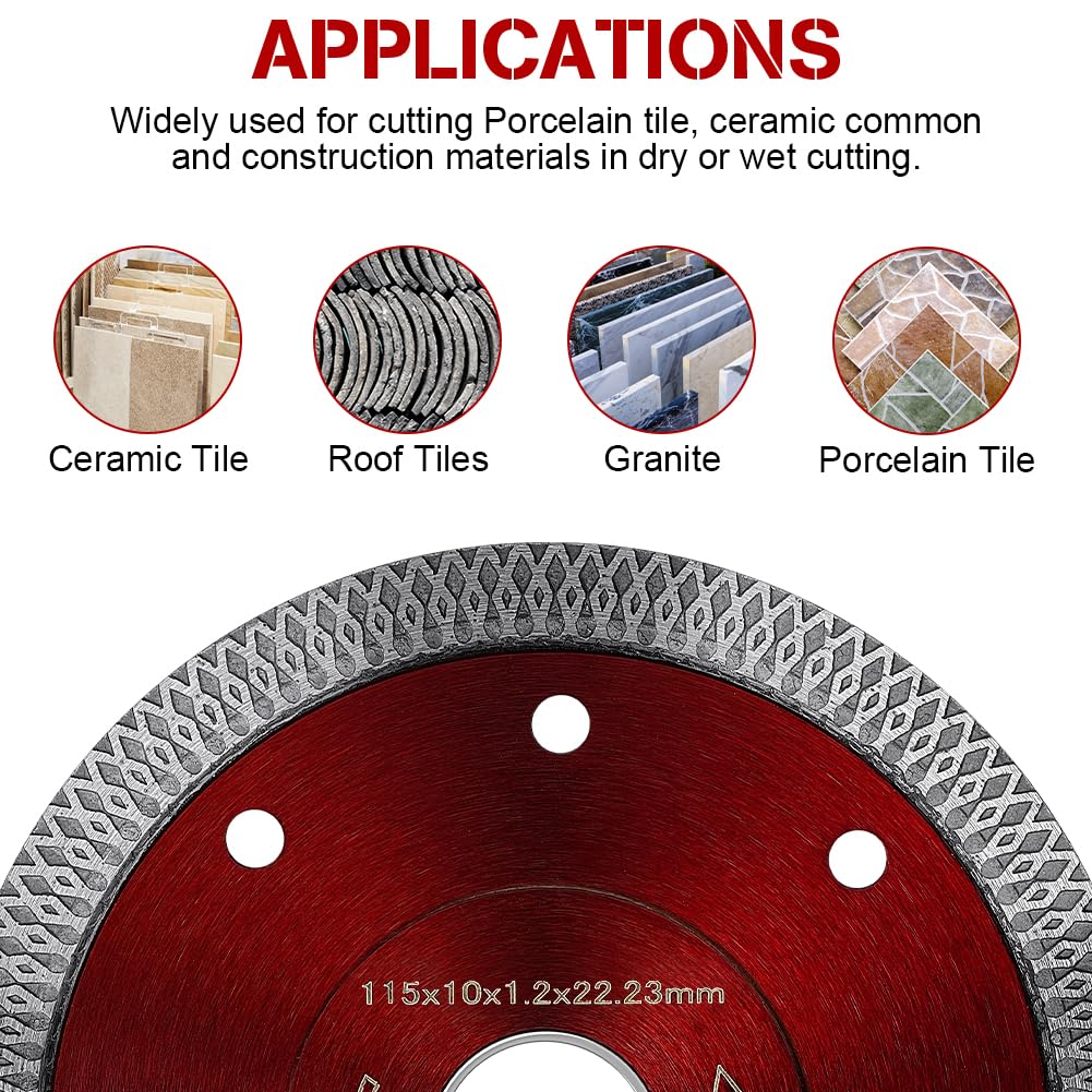 Flintronic Disco Diamante 115 mm, Disco Diamante Porcelanico Extrafino, disco de corte de diamante universal para corte de porcelánico, cerámica, granito y mármol tanto en seco como en húmedo