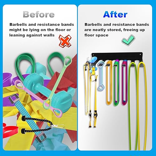 Miniatura 4 de Accesorios de gimnasio en casa, equipo de almacenamiento para el hogar, 8 ganchos, exhibición, barras de engranaje, bandas de resistencia, cuerdas