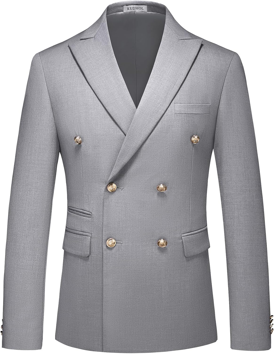 Suit for Men Solid Double Breasted 2 Piece Tuxedo Set Regular Fit Peak Lapels Jacket and Pants - Image 2