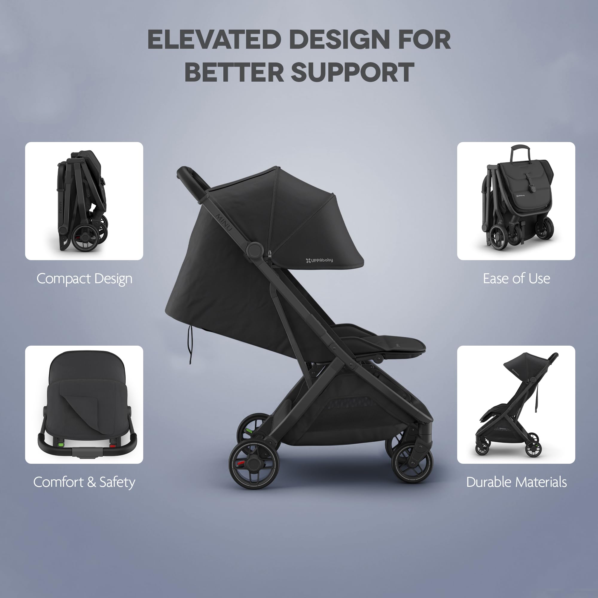 UPPAbaby Minu V3 Baby Stroller for Toddlers, Overhead Bin Compatible, One-hand Fold, UPPAbaby Rainshield Included, Boys and Girls, Jake Charcoal: Buy Online at Best Price in UAE