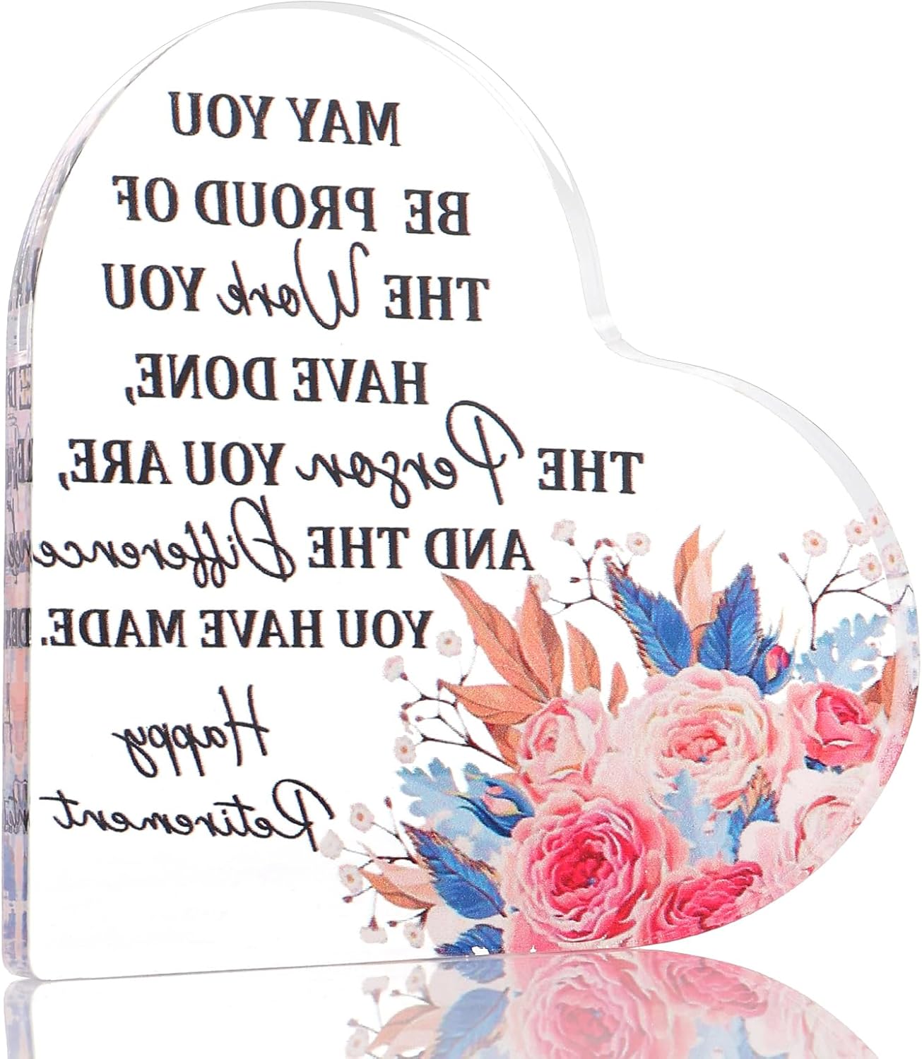 1 Pcs Retirement Gifts for Women Heart-shaped Retirement Gift Thoughtful Retirements Gift Ideas Acrylic Plaque-Leaving Gifts Keepsake for Colleagues Teachers Nurses Coworker families Friends Women Men - Image 2