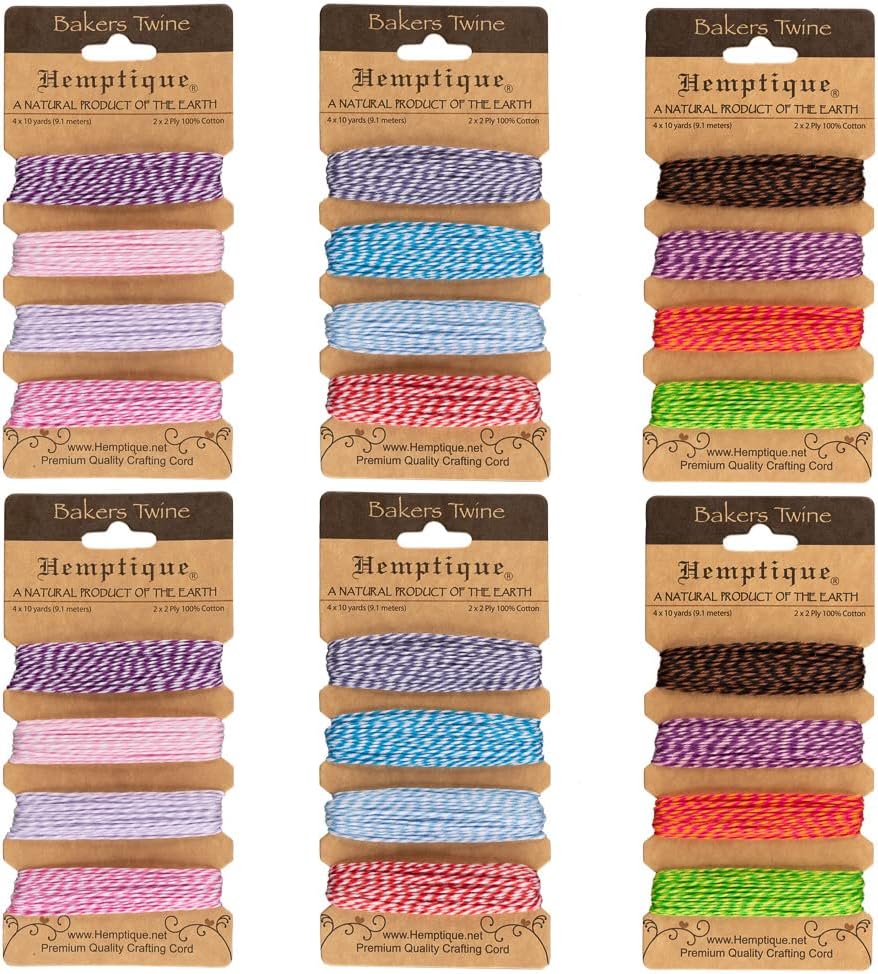 Bakers Twine 100% Cotton – 4 x 10 Yards – 2x2 Ply – Variety (3 Count)