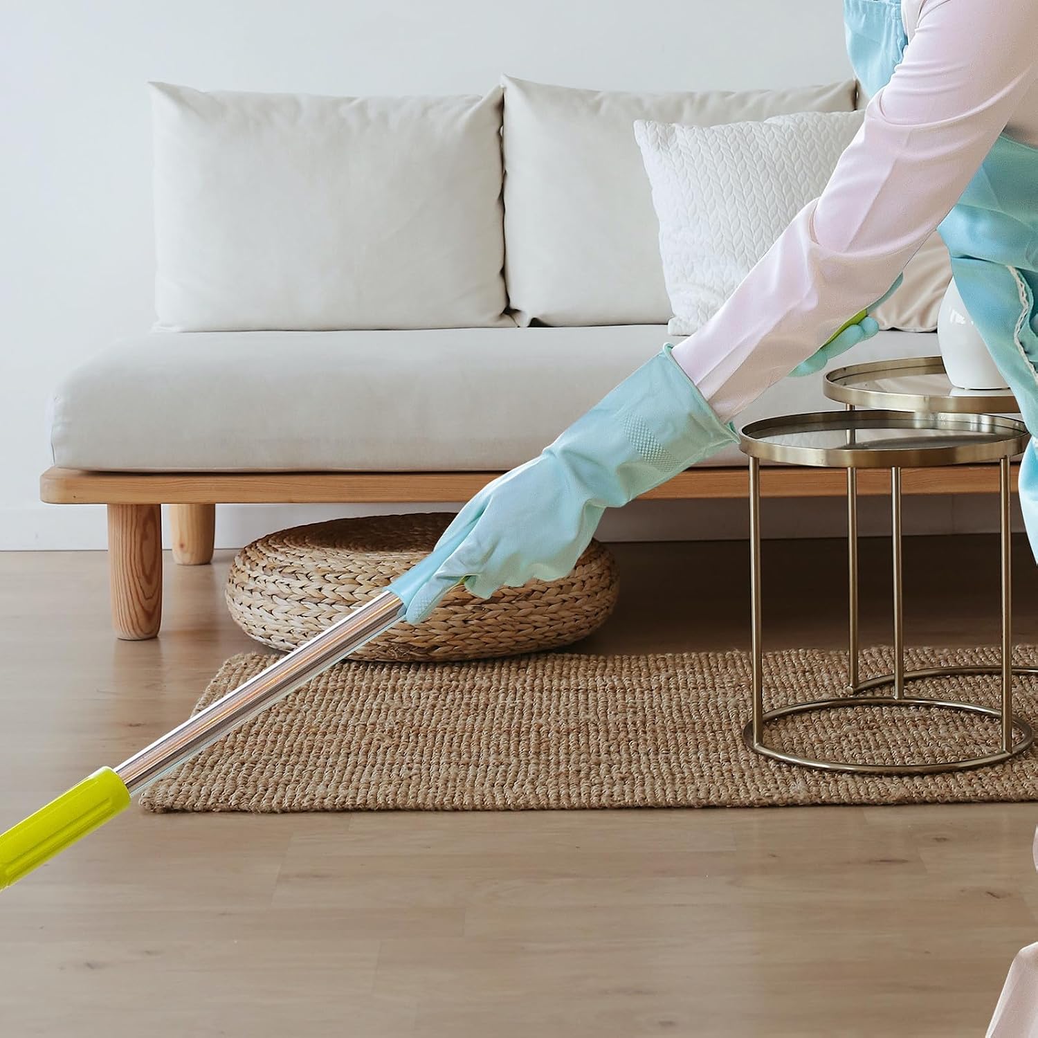 2pcs Mop Handle End Caps with 19mm Broom Rod Grip Replacement Sleeves, Light Blue Sweeping Broom Handle Accessories for Household Cleaning