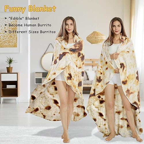 Miniatura 3 de SeaRoomy Manta de burritos, manta suave redonda gigante para adultos y niños (marrón caramelo, 60 pulgadas, tamaño doble, adulto)