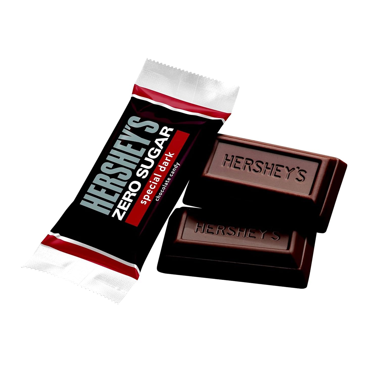 HERSHEY'S SPECIAL DARK Zero Sugar Mildly Sweet Chocolate Candy Bars, Individually Wrapped, Aspartame Free, 3 oz Bag