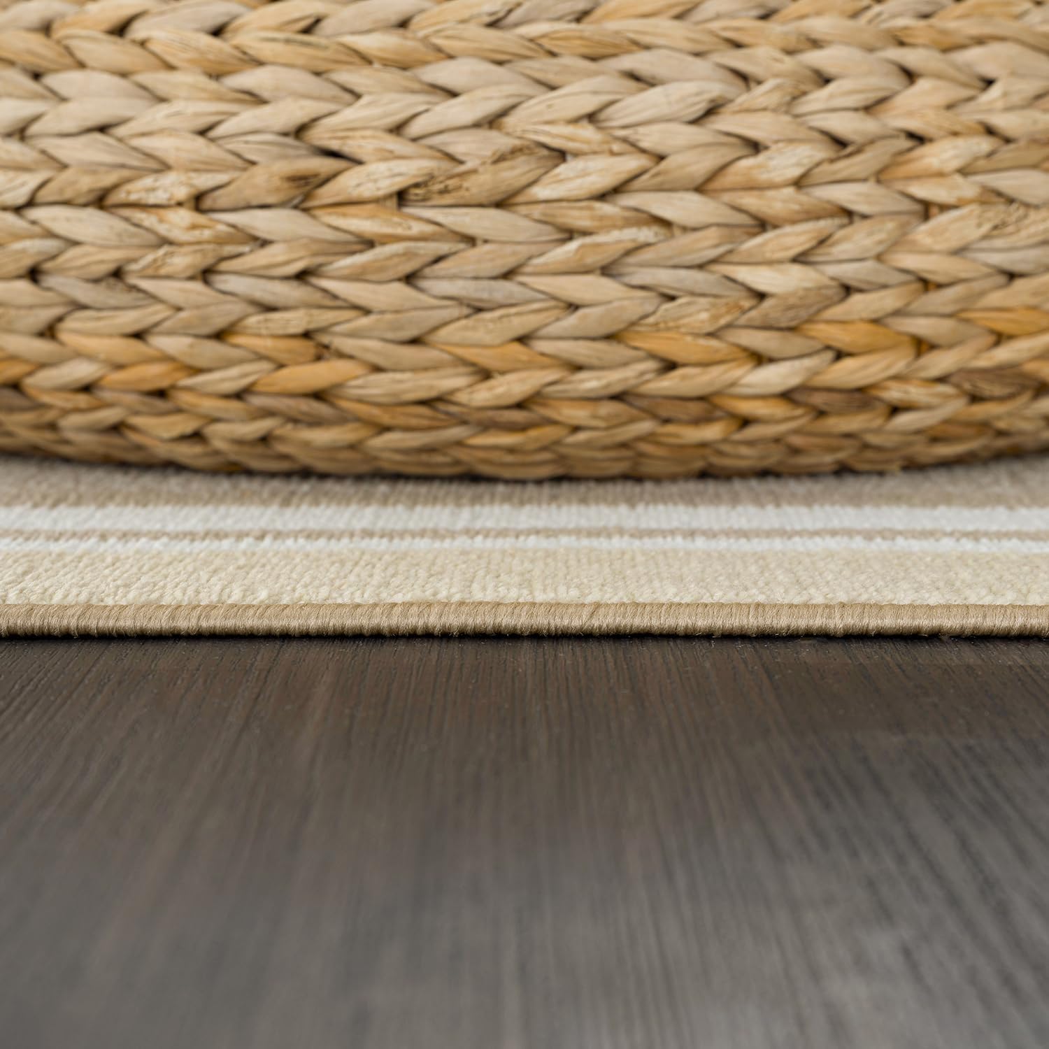 Beverly Rug Non Slip Area Rugs 3x3 Modern Bordered Non Skid Rubber Backing Soft Area Rug for Living Dining Room Easy to Clean Non Shedding Kitchen Bedroom Indoor Carpet 3 x 3 Beige