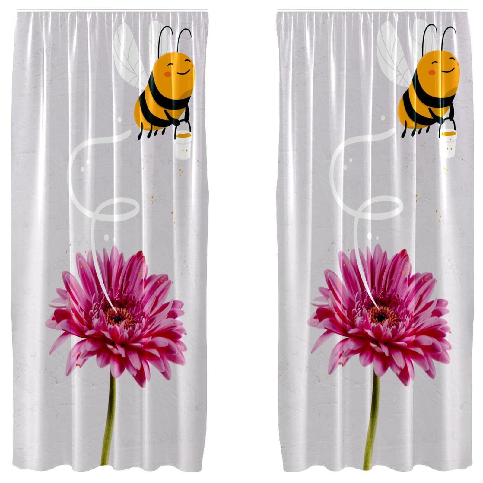 Cortinas opacas infantiles de abejas y flores para dormitorio 55x84 pulgadas