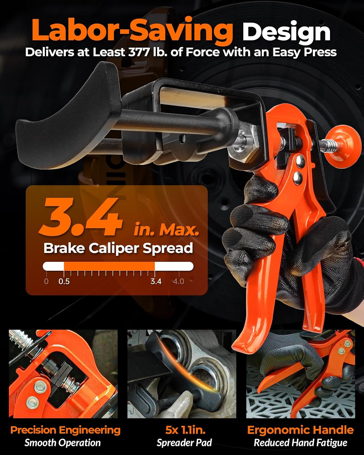 Dual Piston Brake Caliper Compressor for Brake Pad Replacement