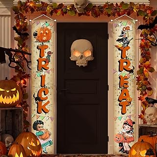 Letrero de porche con diseño de calabaza, truco o trato, para decoración de Halloween, fiesta de Halloween, suministros de decoración del hogar