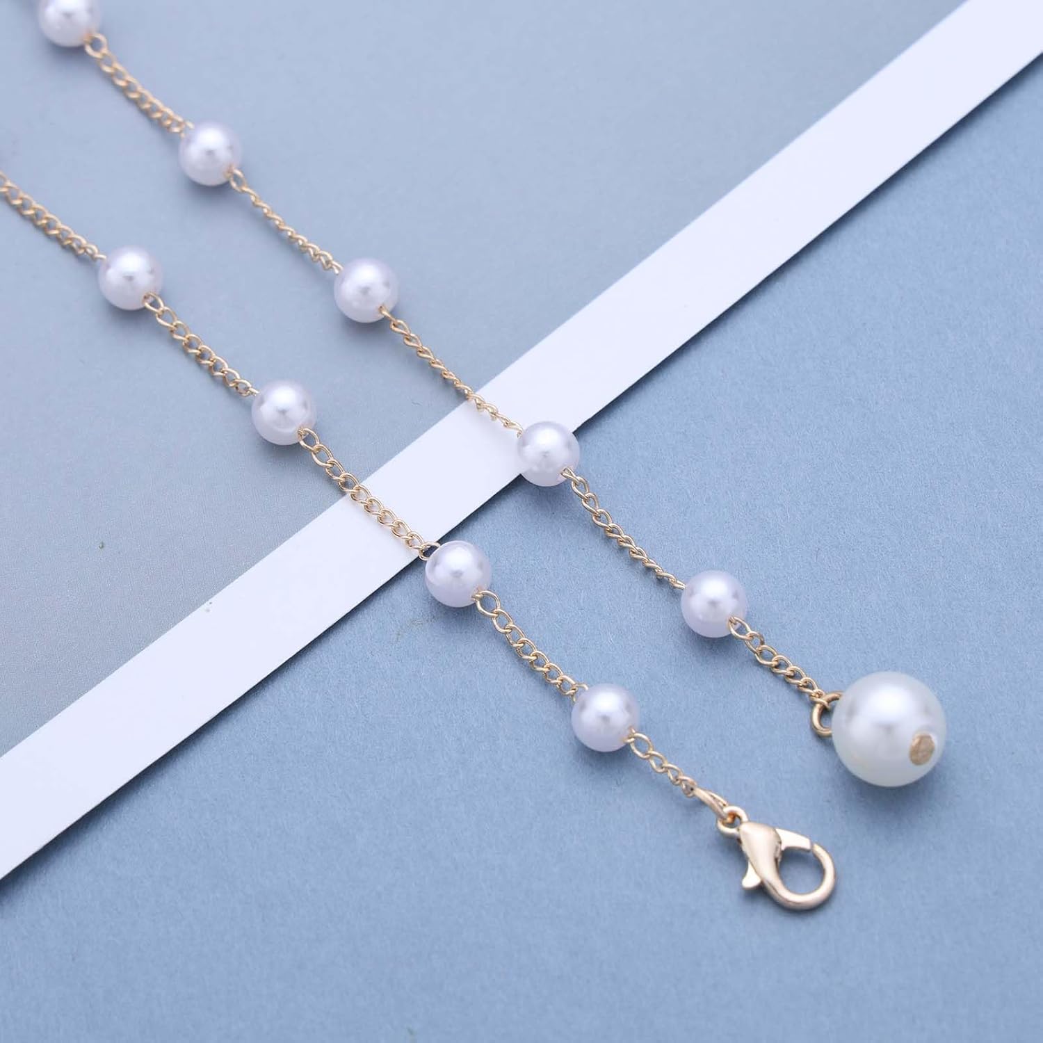Boho Pearl Lariat Y Necklace Chain Gold Pearl Y Drop Necklace Long Pearl Beaaded Chain Necklace Vintage Pearl Y Necklace Jewelry for Women - Image 7